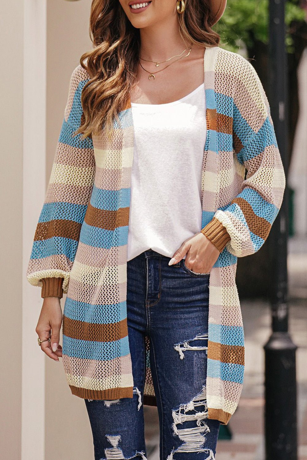 Striped Cardigan - Tangerine Goddess