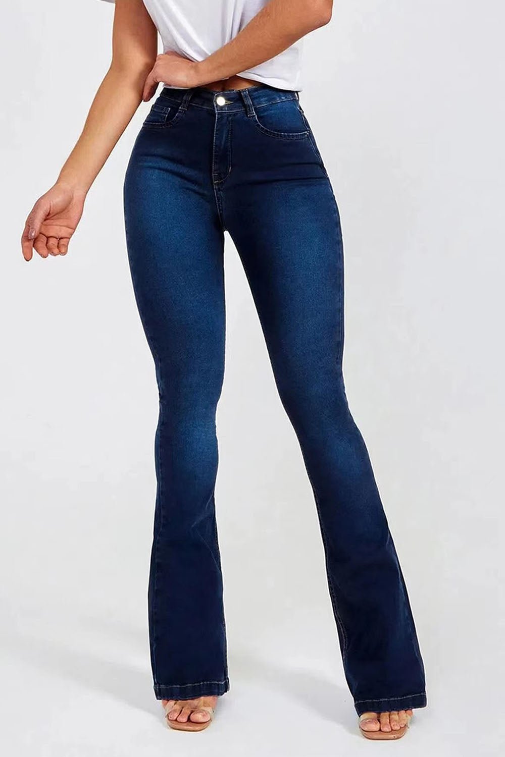 Theia Button Fly Long Jeans - Tangerine Goddess